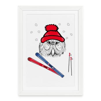 Sauteurs à ski, sports d’hiver - Affiche encadrée (27 × 37 cm) - blanc - Devant