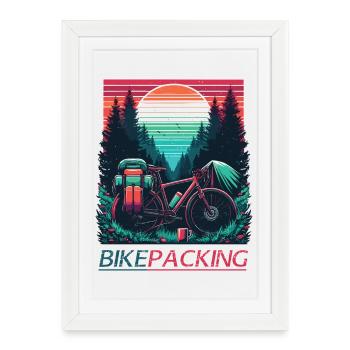 Forêt de vélo au coucher du soleil - Affiche encadrée (27 × 37 cm) - blanc - Devant