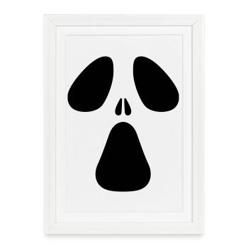 AC Designs Halloween Ghost Face - Affiche encadrée (27 × 37 cm) - blanc - Devant