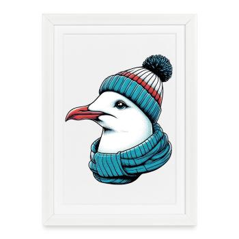 Gull - Framed poster (27 × 37 cm) - white - Front