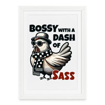 Autoritaire avec une pincée de charme – Cool hen - Affiche encadrée (27 × 37 cm) - blanc - Devant