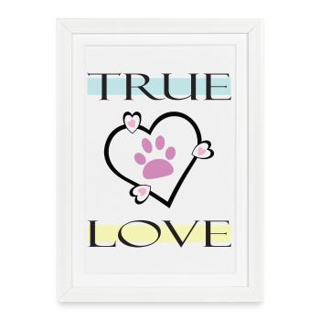 Véritable amour Empreinte de patte - Affiche encadrée (27 × 37 cm) - blanc - Devant