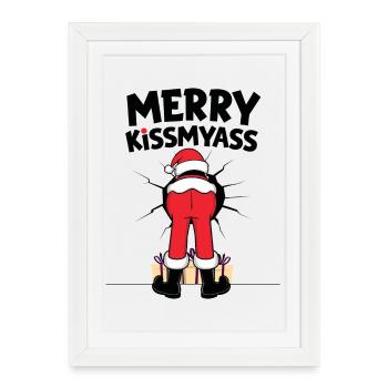Weihnachtsmann Lustig - Gerahmtes Poster (27 × 37 cm) - Weiß - Vorne