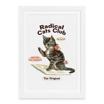 Radical Cats Club – Vintage Cat Lovers - Affiche encadrée (27 × 37 cm) - blanc - Devant