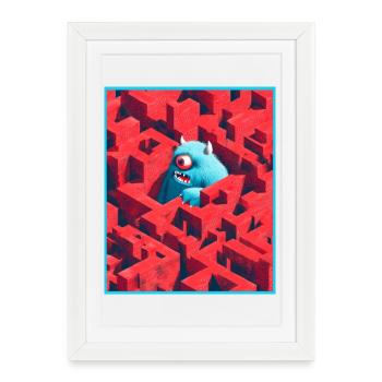 Labyrinthe de monstres - Affiche encadrée (27 × 37 cm) - blanc - Devant