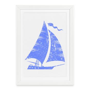 voilier minimaliste voilier voilier mer - Affiche encadrée (27 × 37 cm) - blanc - Devant