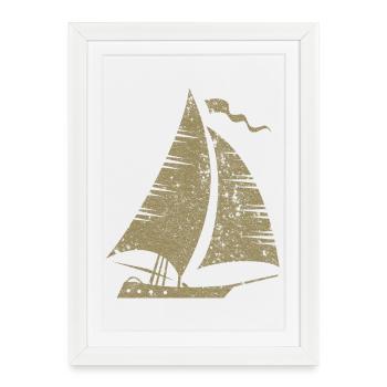 voilier minimaliste voilier voilier mer - Affiche encadrée (27 × 37 cm) - blanc - Devant