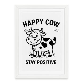 Vache heureuse - Affiche encadrée (27 × 37 cm) - blanc - Devant