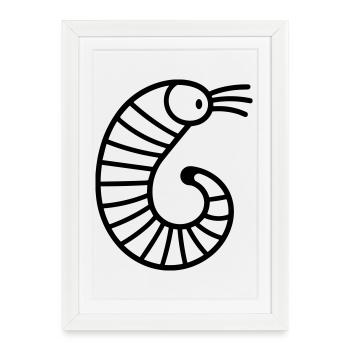 ver de terre - Affiche encadrée (27 × 37 cm) - blanc - Devant
