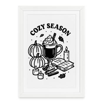 Cozy Season, Autumn Illustration - Framed poster (27 × 37 cm) - white - Front
