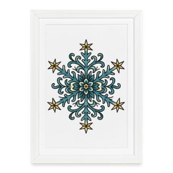Festive Blue Snowflake Design - Framed poster (27 × 37 cm) - white - Front