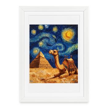 Camel style Van Gogh étoilé - Affiche encadrée (27 × 37 cm) - blanc - Devant
