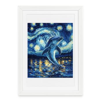 Delfin Style Van Gogh Étoilé - Affiche encadrée (27 × 37 cm) - blanc - Devant
