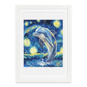 Delfin Style Van Gogh Étoilé - Affiche encadrée (27 × 37 cm) - blanc - Devant