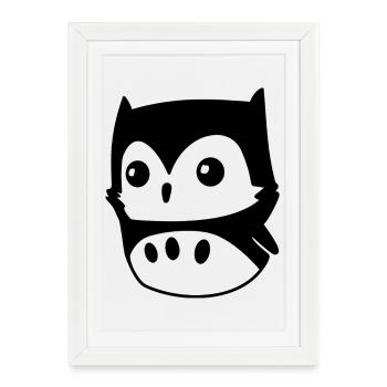 Owl Kawaii – cute owl motif in cartoon style - Framed poster (27 × 37 cm) - white - Front