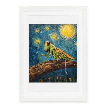 sauterelle sauterelle style Van Gogh - Affiche encadrée (27 × 37 cm) - blanc - Devant