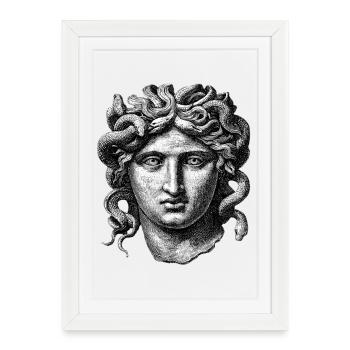 Méduse – Gravure mythologique antique - Affiche encadrée (27 × 37 cm) - blanc - Devant