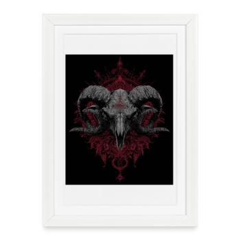 Crâne Ramen Foncé - Affiche encadrée (27 × 37 cm) - blanc - Devant