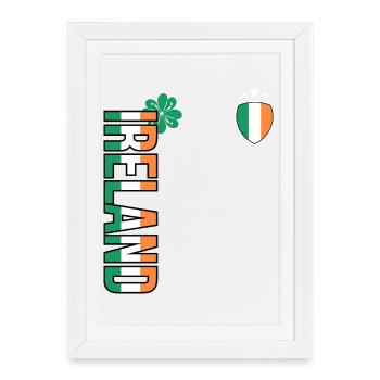 T-shirt vertical de l’Irlande avec écusson - Affiche encadrée (27 × 37 cm) - blanc - Devant