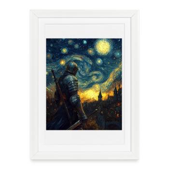 Nuit étoilée à la Ritter Van Gogh - Affiche encadrée (27 × 37 cm) - blanc - Devant