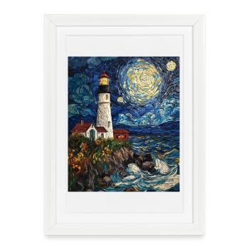 Phare Mer Baltique Mer Nord Plage Nord - Affiche encadrée (27 × 37 cm) - blanc - Devant