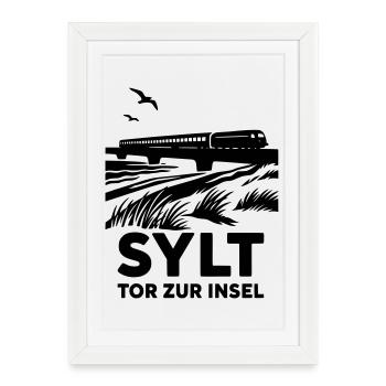 Porte d’entrée de Sylt sur l’île - Affiche encadrée (27 × 37 cm) - blanc - Devant