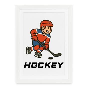 Hockey jeune professionnel dans l’utilisation de la rondelle - Affiche encadrée (27 × 37 cm) - blanc - Devant