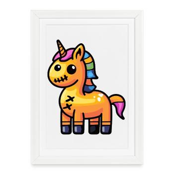 Licorne Halloween Zombie - Affiche encadrée (27 × 37 cm) - blanc - Devant