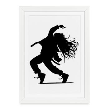B-Girl Silhouette – Breakdance Groove - Affiche encadrée (27 × 37 cm) - blanc - Devant