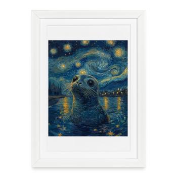 Robbe Van Gogh Style Nuit étoilée - Affiche encadrée (27 × 37 cm) - blanc - Devant