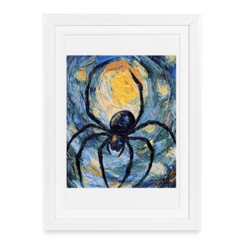 araignées araignées Halloween style Van Gogh - Affiche encadrée (27 × 37 cm) - blanc - Devant