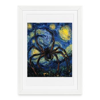 araignées araignées Halloween style Van Gogh - Affiche encadrée (27 × 37 cm) - blanc - Devant