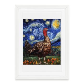 Oiseau de dinde à la Van Gogh - Affiche encadrée (27 × 37 cm) - blanc - Devant