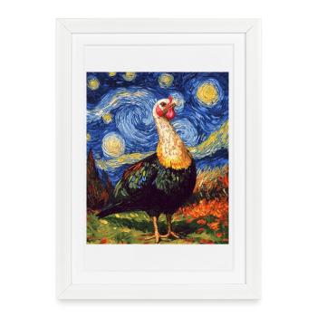Oiseau de dinde à la Van Gogh - Affiche encadrée (27 × 37 cm) - blanc - Devant