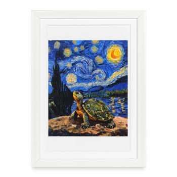 Tortue à la Van Gogh - Affiche encadrée (27 × 37 cm) - blanc - Devant