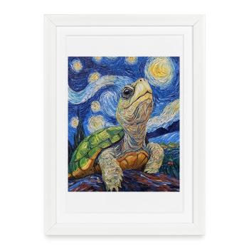 Tortue à la Van Gogh - Affiche encadrée (27 × 37 cm) - blanc - Devant