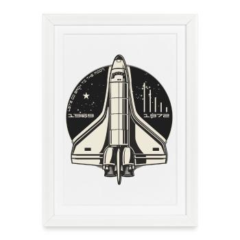 Back to the Moon - vintage retro space design - Framed poster (27 × 37 cm) - white - Front
