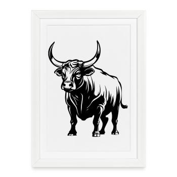Bull - Framed poster (27 × 37 cm) - white - Front