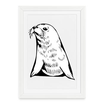 Cadeau T-shirt Seal Seal Allemagne du Nord - Affiche encadrée (27 × 37 cm) - blanc - Devant