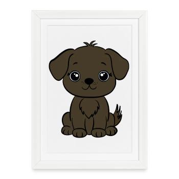 Chiot chien brun - Affiche encadrée (27 × 37 cm) - blanc - Devant