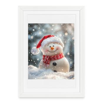 Bonhomme de neige - Affiche encadrée (27 × 37 cm) - blanc - Devant