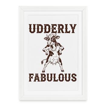 Vintage Blague Humour Jeu De Mots Vache - Affiche encadrée (27 × 37 cm) - blanc - Devant