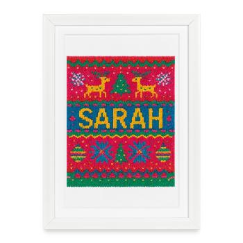 Paillasson en tricot de Noël Sarah - Affiche encadrée (27 × 37 cm) - blanc - Devant