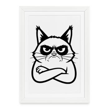 Illustration de dessins dessinés en dessins dessinés de lignes de chat - Affiche encadrée (27 × 37 cm) - blanc - Devant