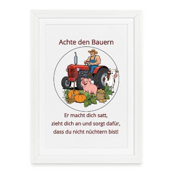 Peinture circulaire de tracteur agricole - Affiche encadrée (27 × 37 cm) - blanc - Devant