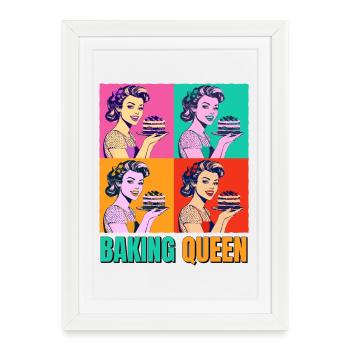 Cuisson Gâteau Cuisson Reine Cuisson Fée Boulanger Pop Art - Affiche encadrée (27 × 37 cm) - blanc - Devant