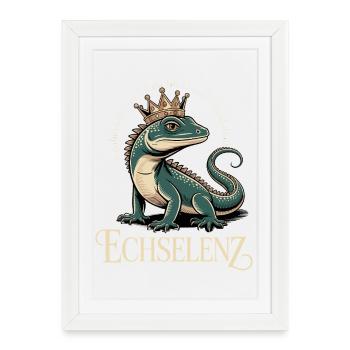 Lézard Lézard Drôle - Affiche encadrée (27 × 37 cm) - blanc - Devant