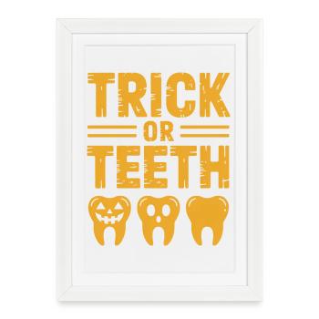 Trick or Teeth Halloween Tees - Framed poster (27 × 37 cm) - white - Front