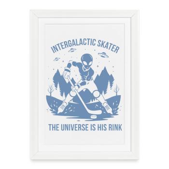 Außerirdische Eishockeyspieler UFO Silhouette Desi - Framed poster (27 × 37 cm) - white - Front