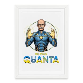 Quanta Planck Superhéros - Affiche encadrée (27 × 37 cm) - blanc - Devant